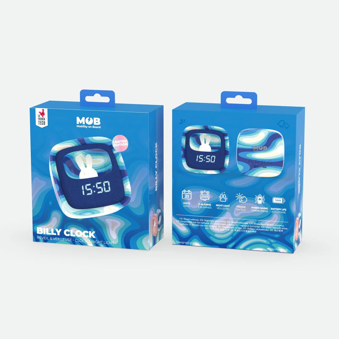 MOB® Billy Clock ébresztőóra - Blue Waves - Mob - Lakberendezési kiegészítő - OduStore
