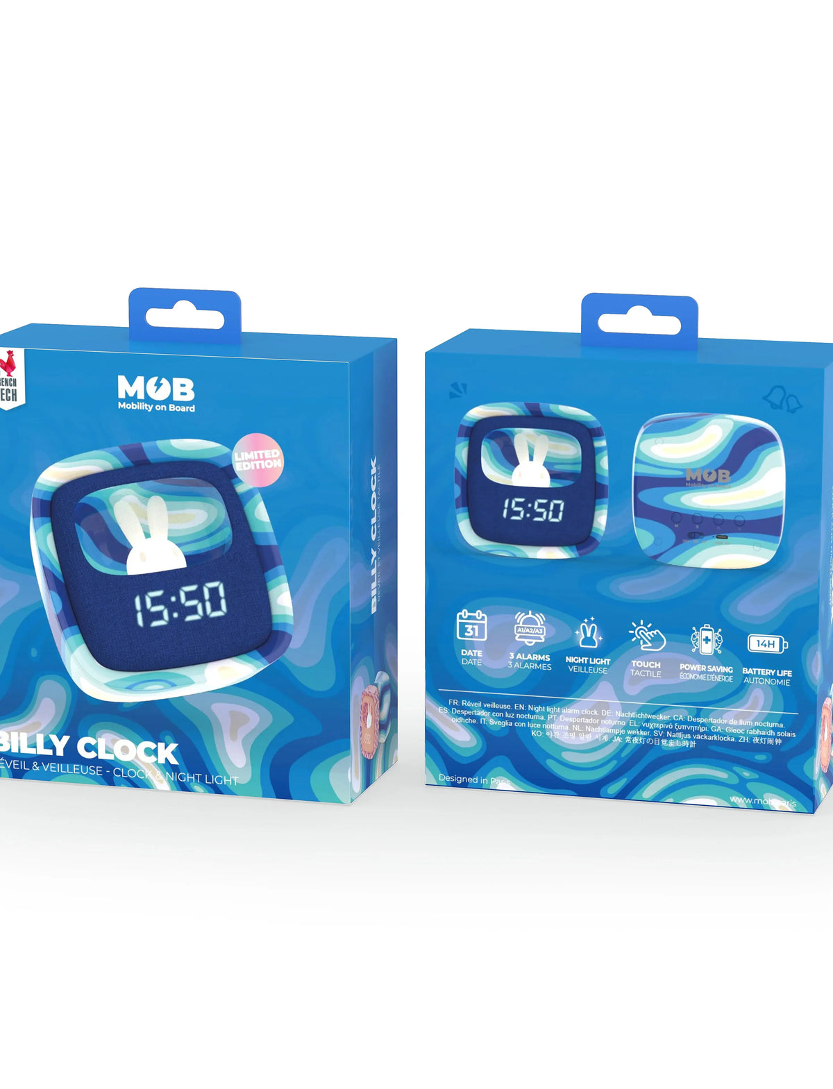 MOB Billy Clock alarm clock - Blue Waves
