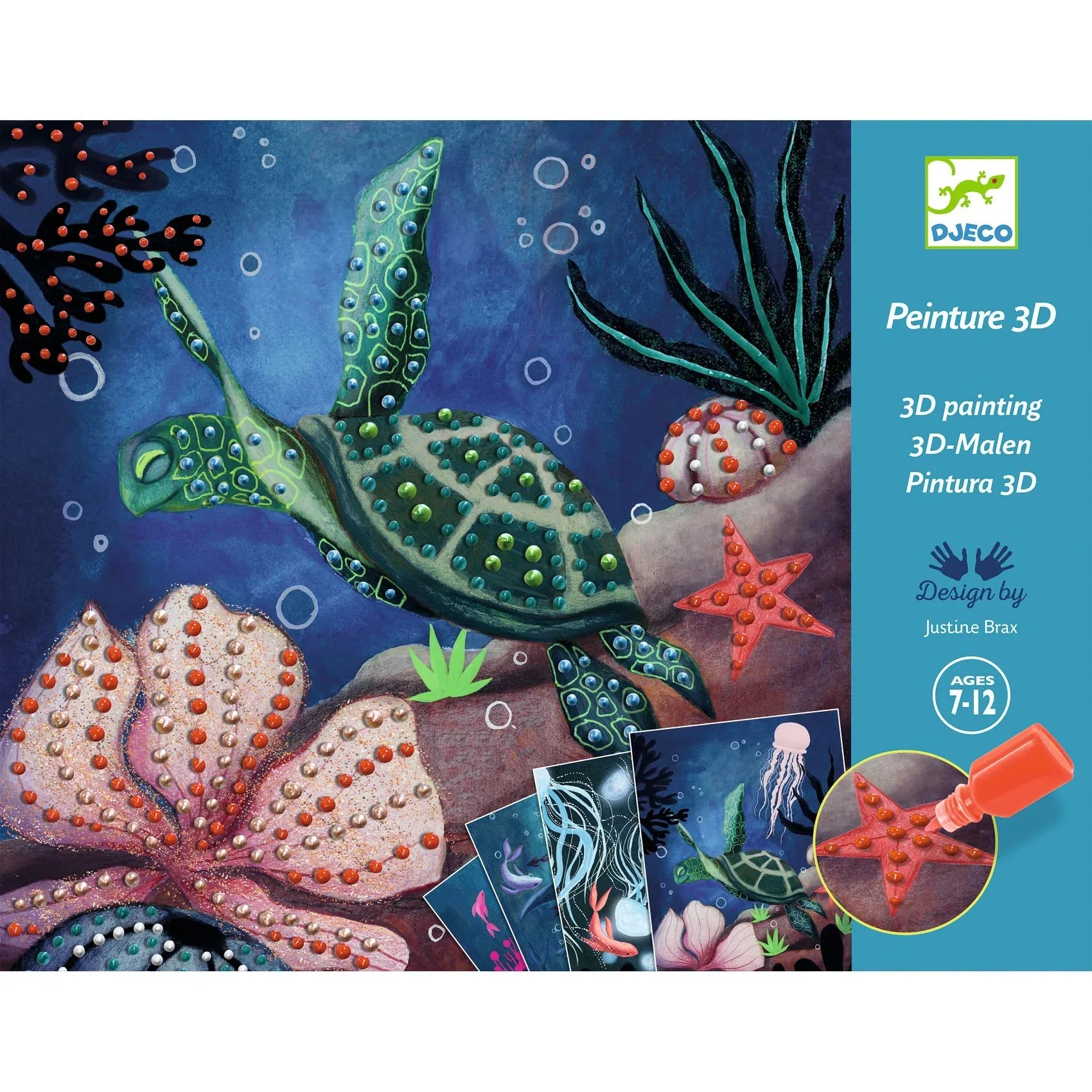 3D festés kreatív készlet, mélytengeri tengeri teknős, csillaghal, korall, 7-12 éveseknek
