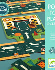 Gyerek puzzle játék, úthálózat mintával, autós játékkal kompatibilis, 21 darabos Djeco