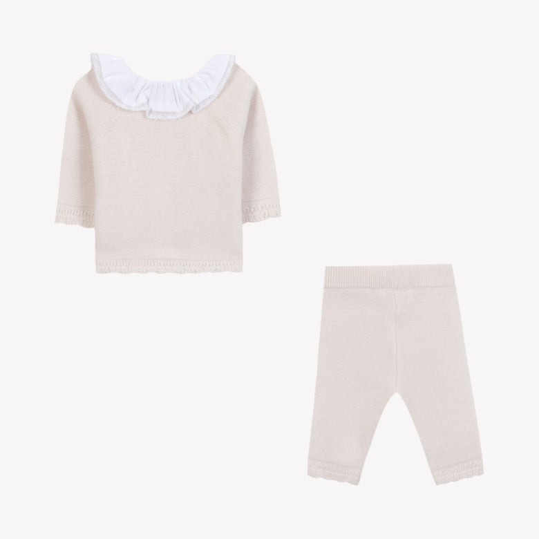 Tartine et Chocolat Hosszú ujjú együttes - Rose pâle col volanté