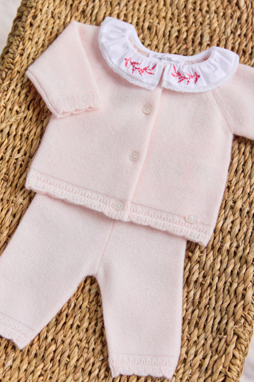 Tartine et Chocolat Hosszú ujjú együttes - Rose pâle col volanté