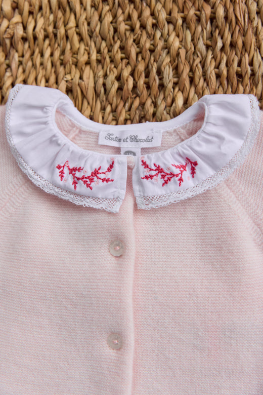 Tartine et Chocolat Hosszú ujjú együttes - Rose pâle col volanté