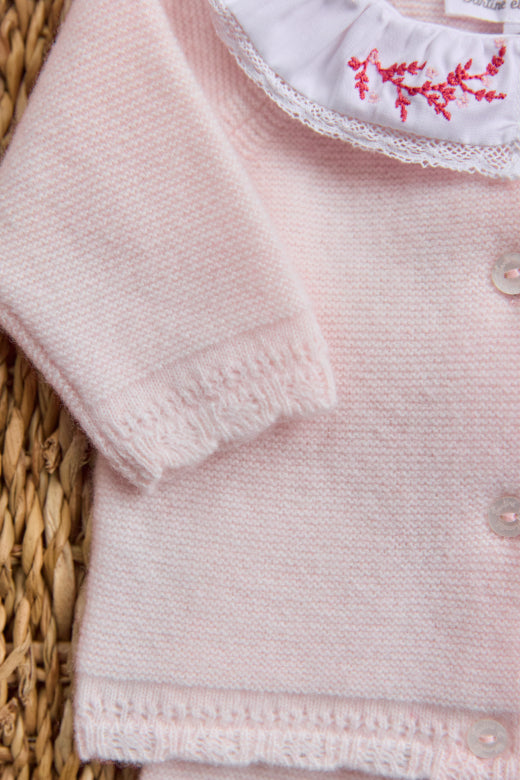 Tartine et Chocolat Hosszú ujjú együttes - Rose pâle col volanté