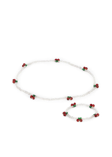 Konges Sløjd® Gyöngyöző nyaklánc és karkötő szett - Red/Glitter