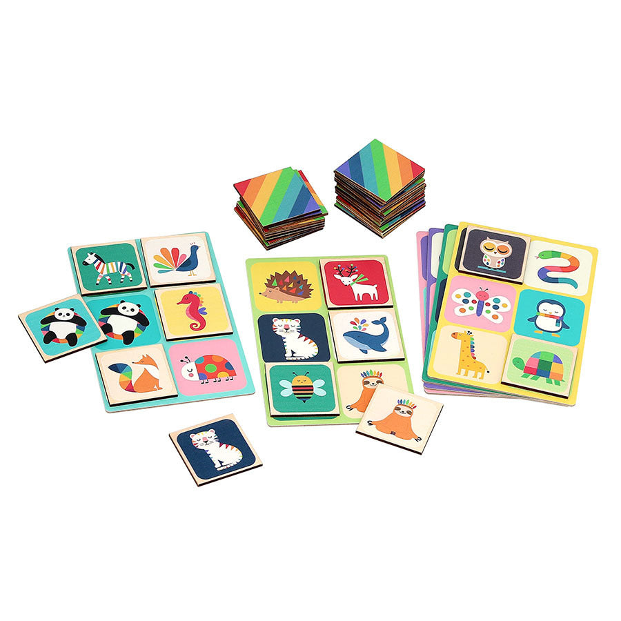 Vilac® Wooden Lottery/Bingo Game - Rainbow Animals