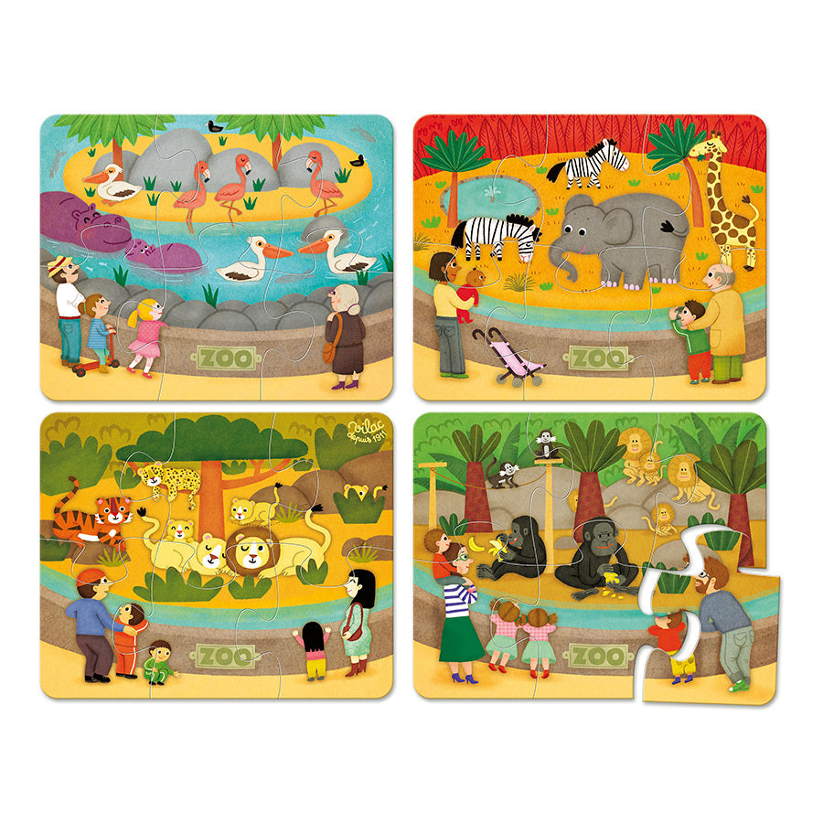 Vilac® Wooden puzzle set of 4 - Zoo animals