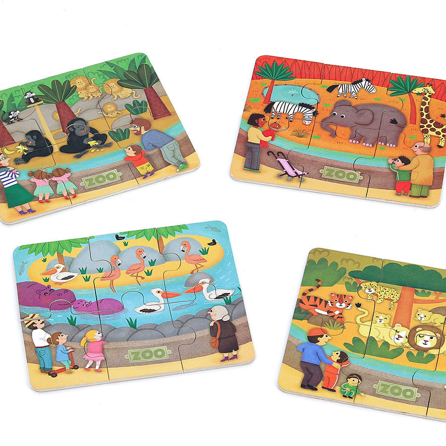 Vilac® Wooden puzzle set of 4 - Zoo animals