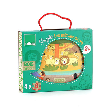 Vilac® Wooden puzzle set of 4 - Zoo animals