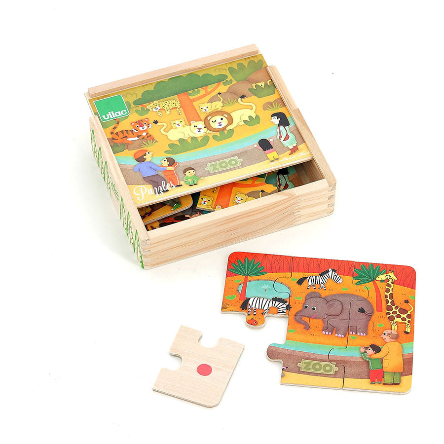 Vilac® Wooden puzzle set of 4 - Zoo animals