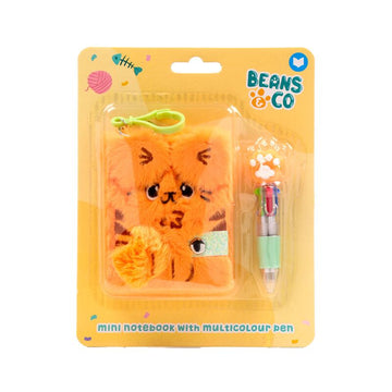 Puckator® Mini Plüss Napló, A7 & Sokszínű Toll (4 Szín) Szett - Beans & Társai Macskák - Puckator - Apró kincsek - OduStore