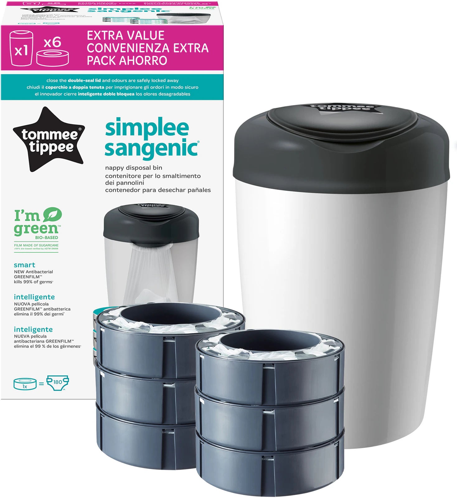 Tommee Tippee Simplee sagnetic pelenkakuka 6db utántöltővel
