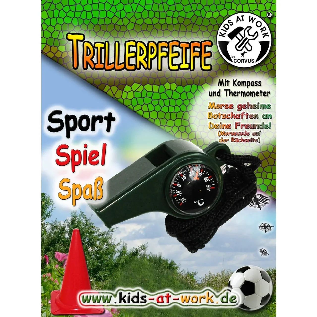 Kids At Work Whistle with Compass and Thermometer