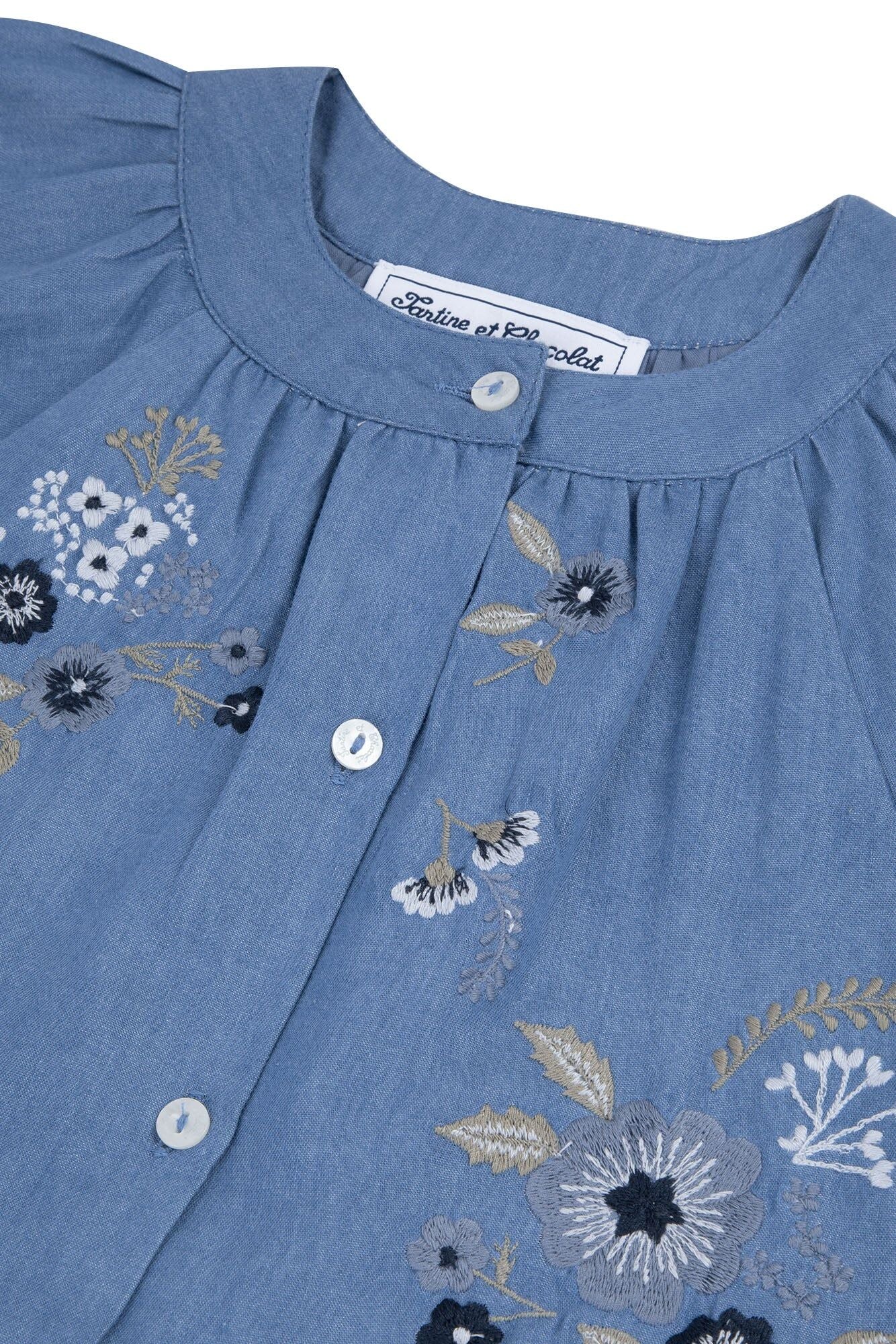 Tartine et Chocolat® Blue Embrodery floral Ruha - farmer virágos - Tartine et Chocolat - Ruhák és szoknyák - OduStore