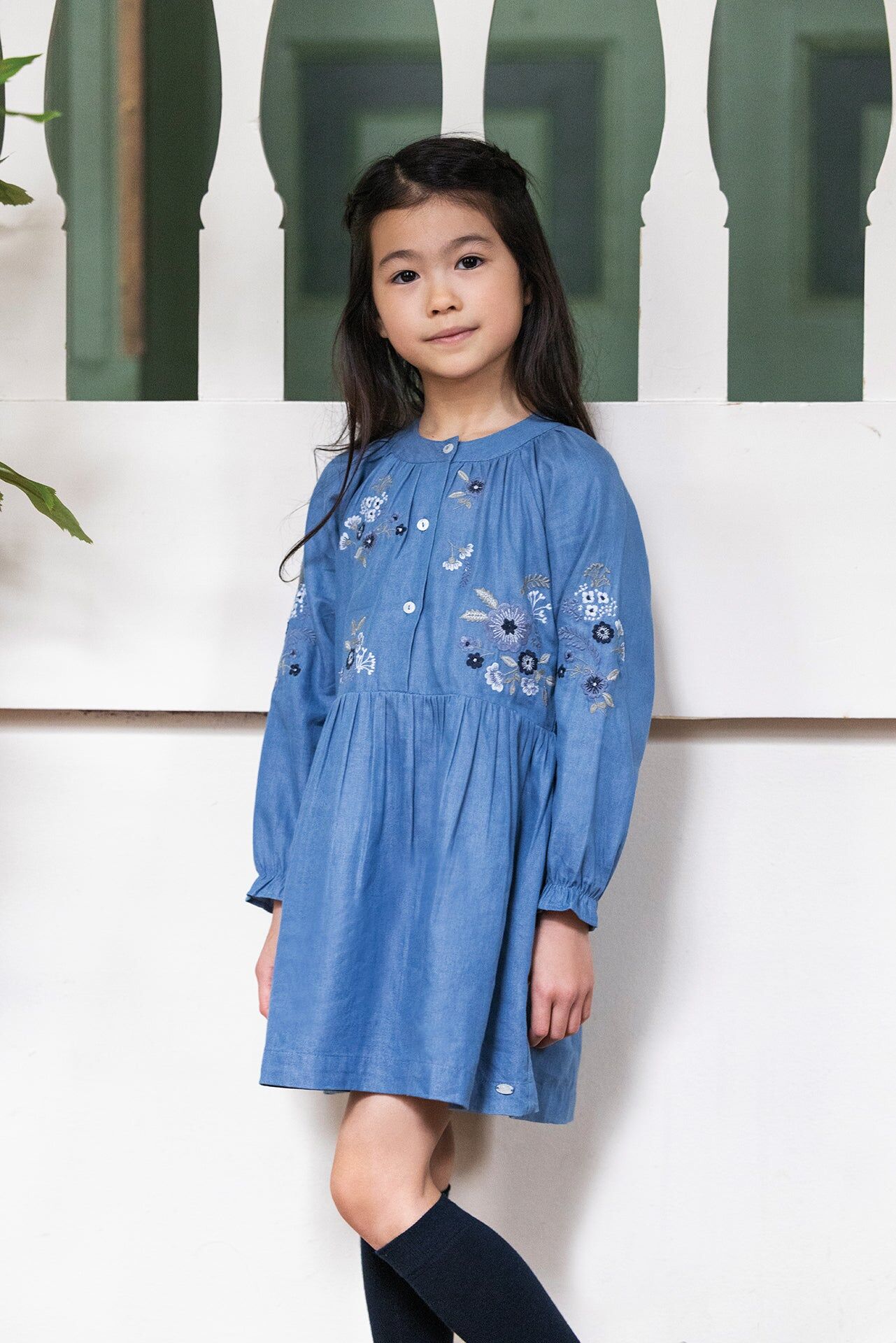 Tartine et Chocolat® Blue Embrodery floral Ruha - farmer virágos - Tartine et Chocolat - Ruhák és szoknyák - OduStore