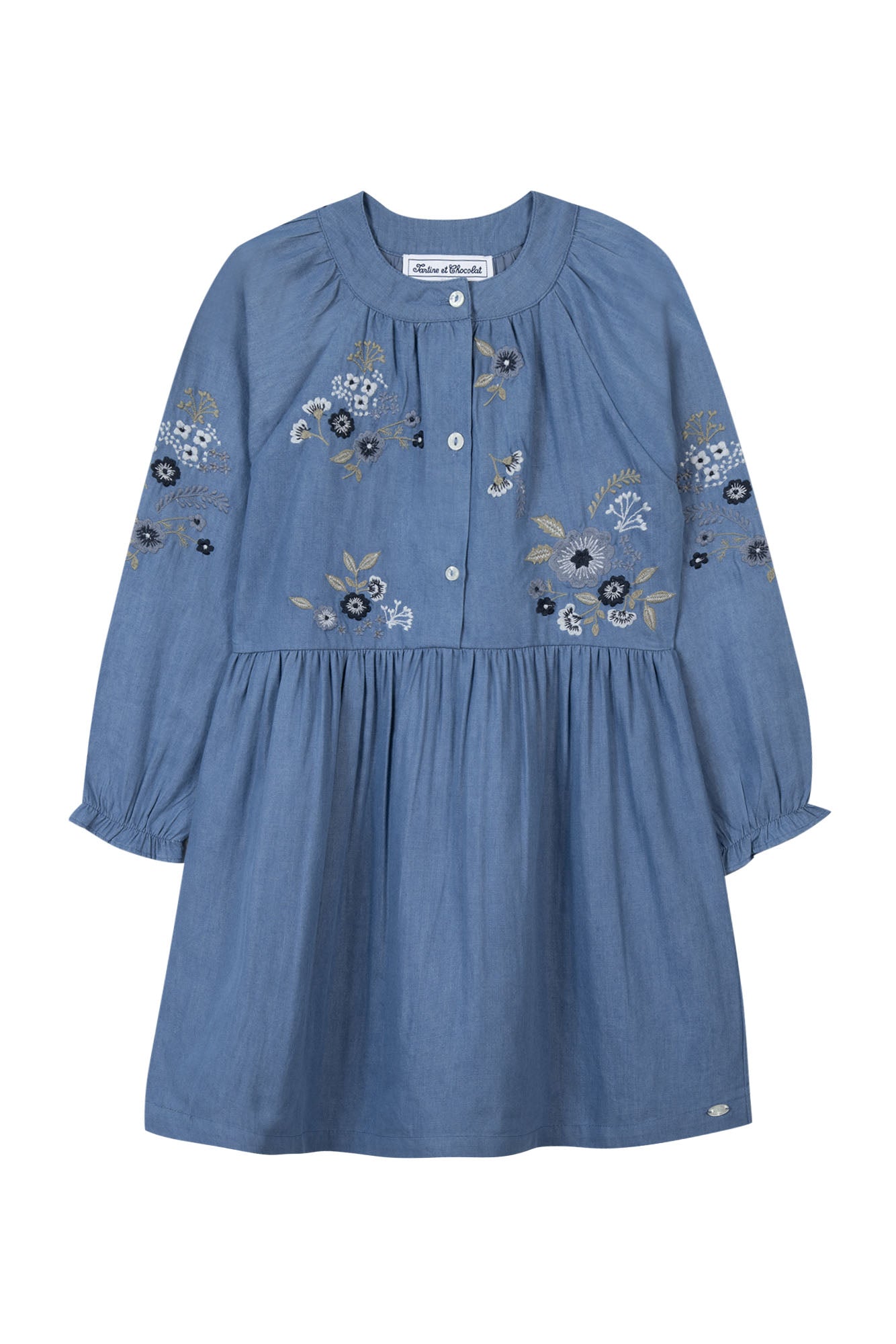 Tartine et Chocolat® Blue Embrodery floral Ruha - farmer virágos - Tartine et Chocolat - Ruhák és szoknyák - OduStore