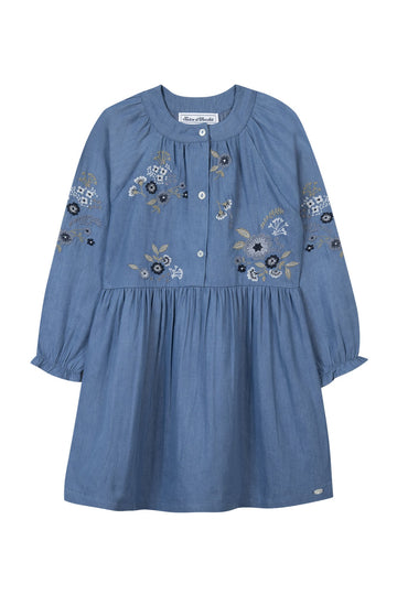 Tartine et Chocolat® Blue Embrodery floral Ruha - farmer virágos - Tartine et Chocolat - Ruhák és szoknyák - OduStore