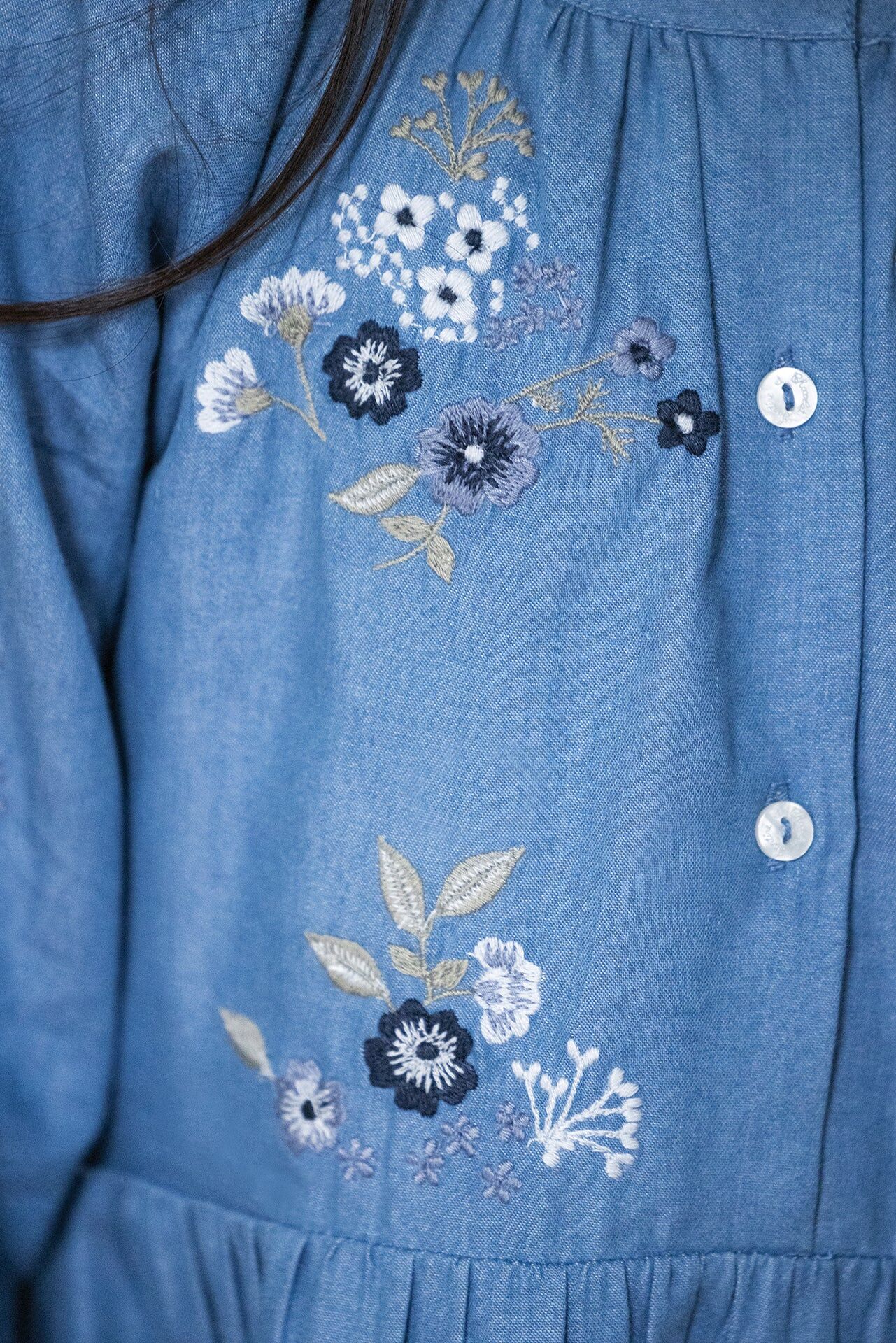 Tartine et Chocolat® Blue Embrodery floral Ruha - farmer virágos - Tartine et Chocolat - Ruhák és szoknyák - OduStore