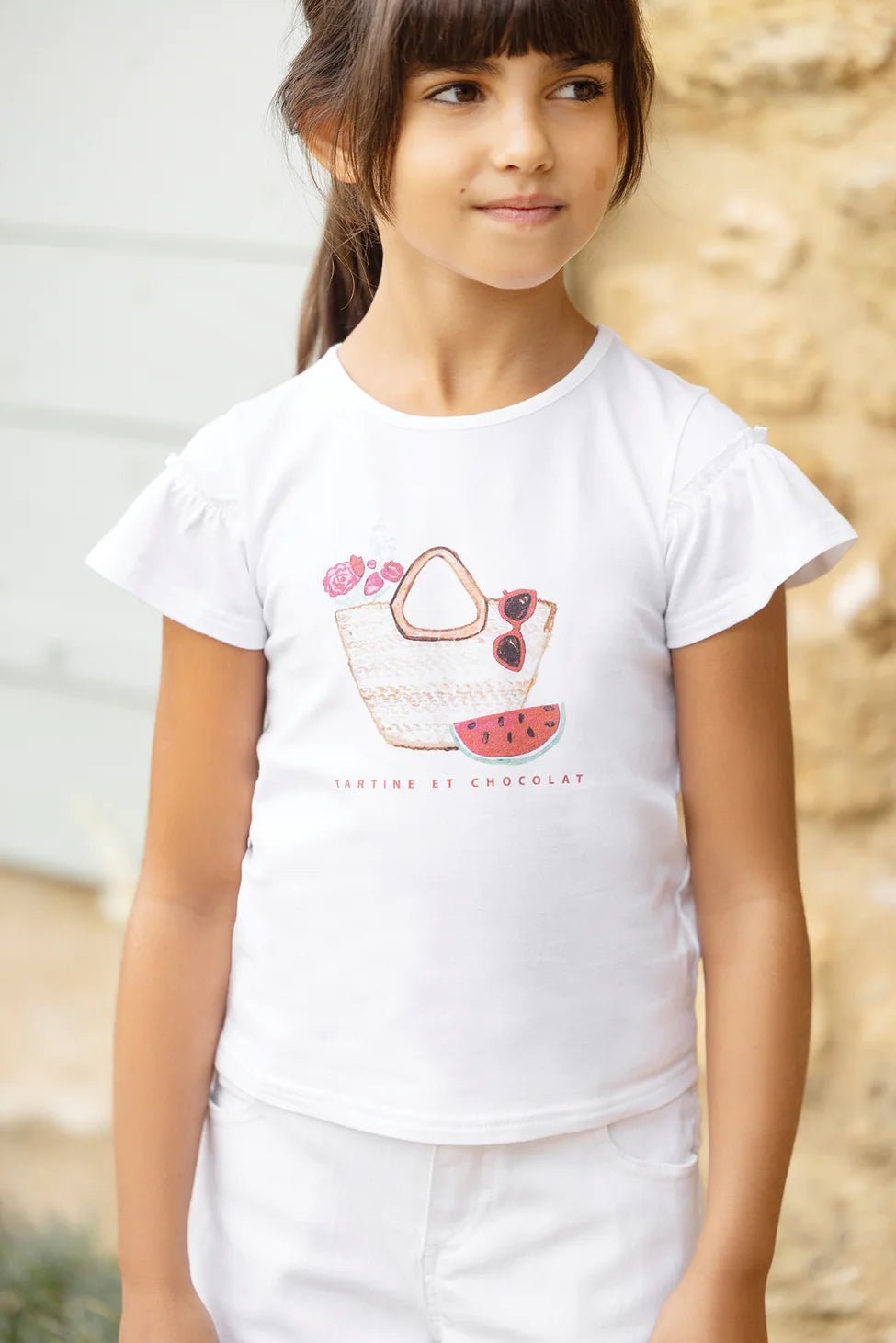 Tartine et Chocolat® Fodros rövid ujjú póló dinnyés - Hibiscus - Tartine et Chocolat - Pólók, ingek - OduStore