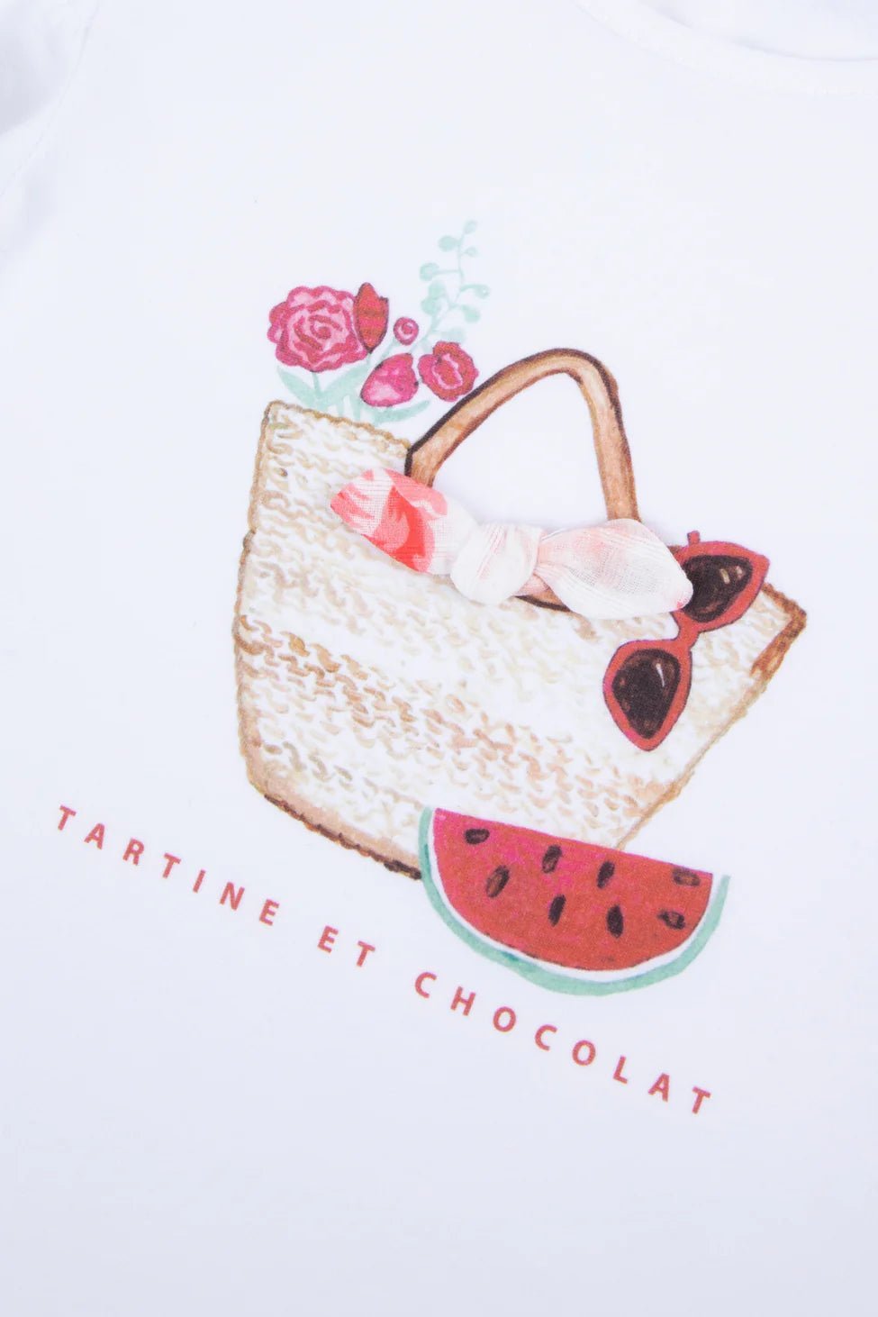 Tartine et Chocolat® Fodros rövid ujjú póló dinnyés - Hibiscus - Tartine et Chocolat - Pólók, ingek - OduStore