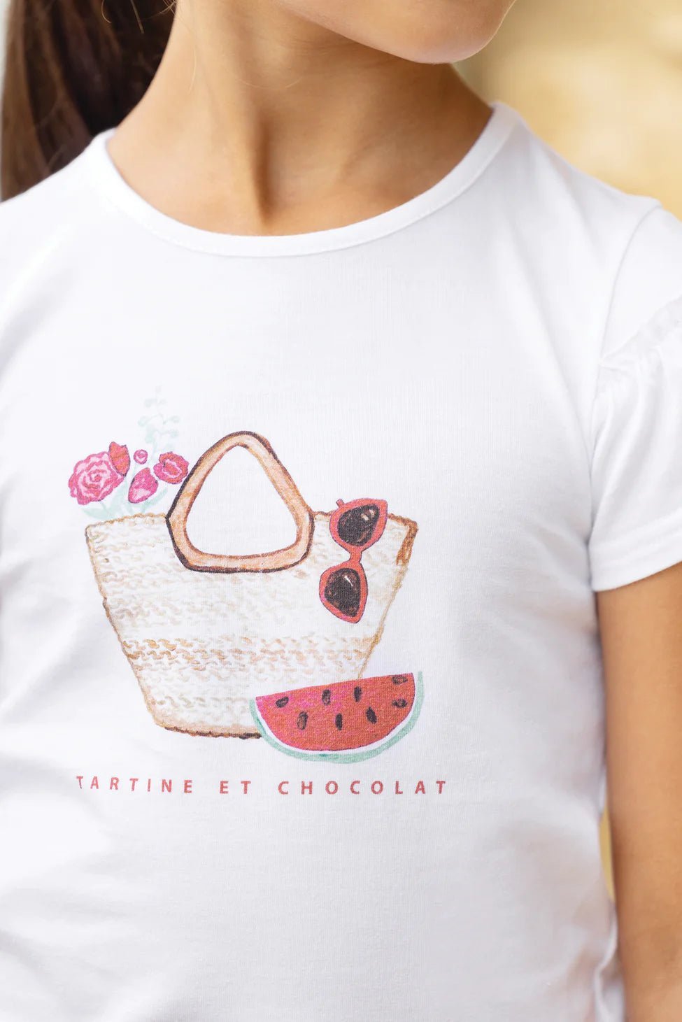 Tartine et Chocolat® Fodros rövid ujjú póló dinnyés - Hibiscus - Tartine et Chocolat - Pólók, ingek - OduStore