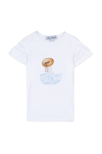 Tartine et Chocolat® Fodros rövid ujjú póló kalapos kislány - Bleuet - Tartine et Chocolat - Pólók, ingek - OduStore