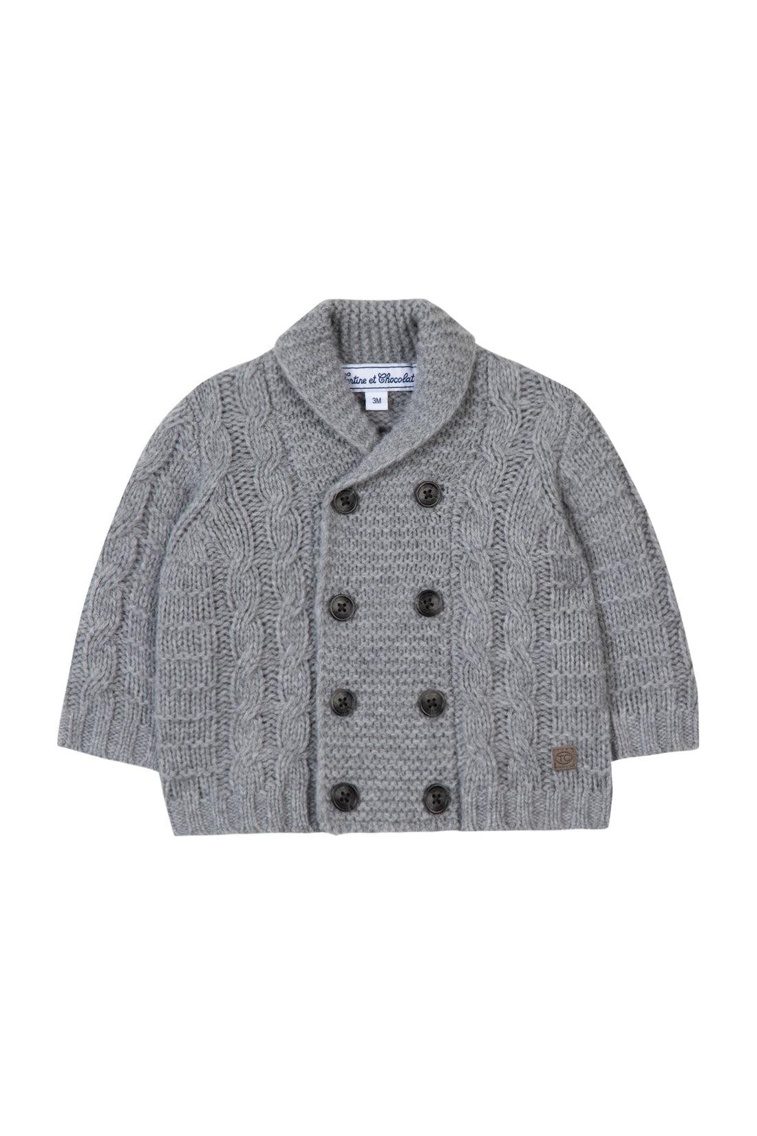 Tartine et Chocolat® Gilet Gris col châle laine Kardigán - Tartine et Chocolat - Felsők és pulóverek - OduStore