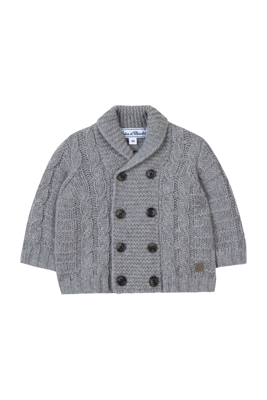 Tartine et Chocolat® Gilet Gris col châle laine Kardigán - Tartine et Chocolat - Felsők és pulóverek - OduStore