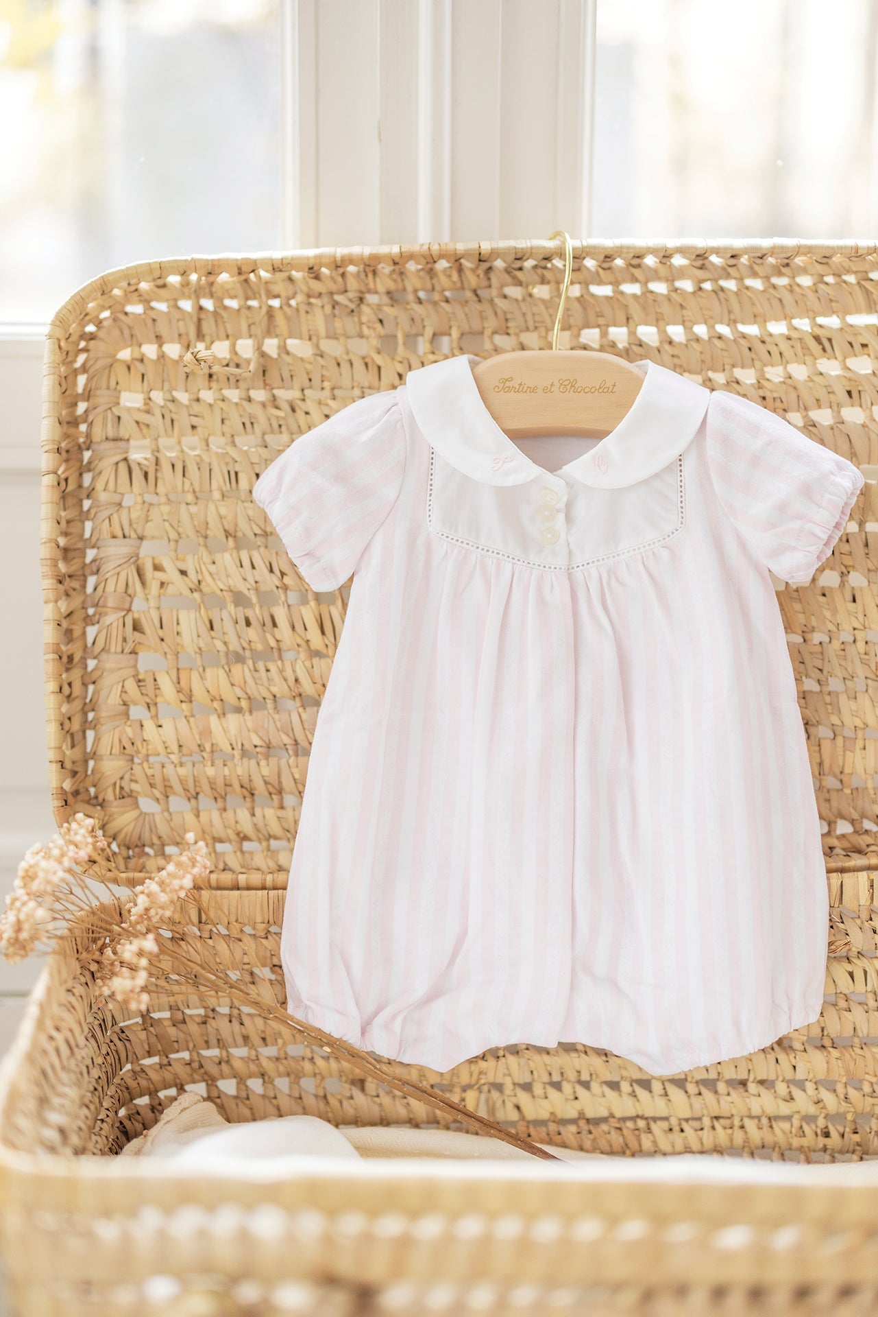 Tartine et Chocolat® Napozó csíkos, gallérral - Rose pale - Tartine et Chocolat - Napozó