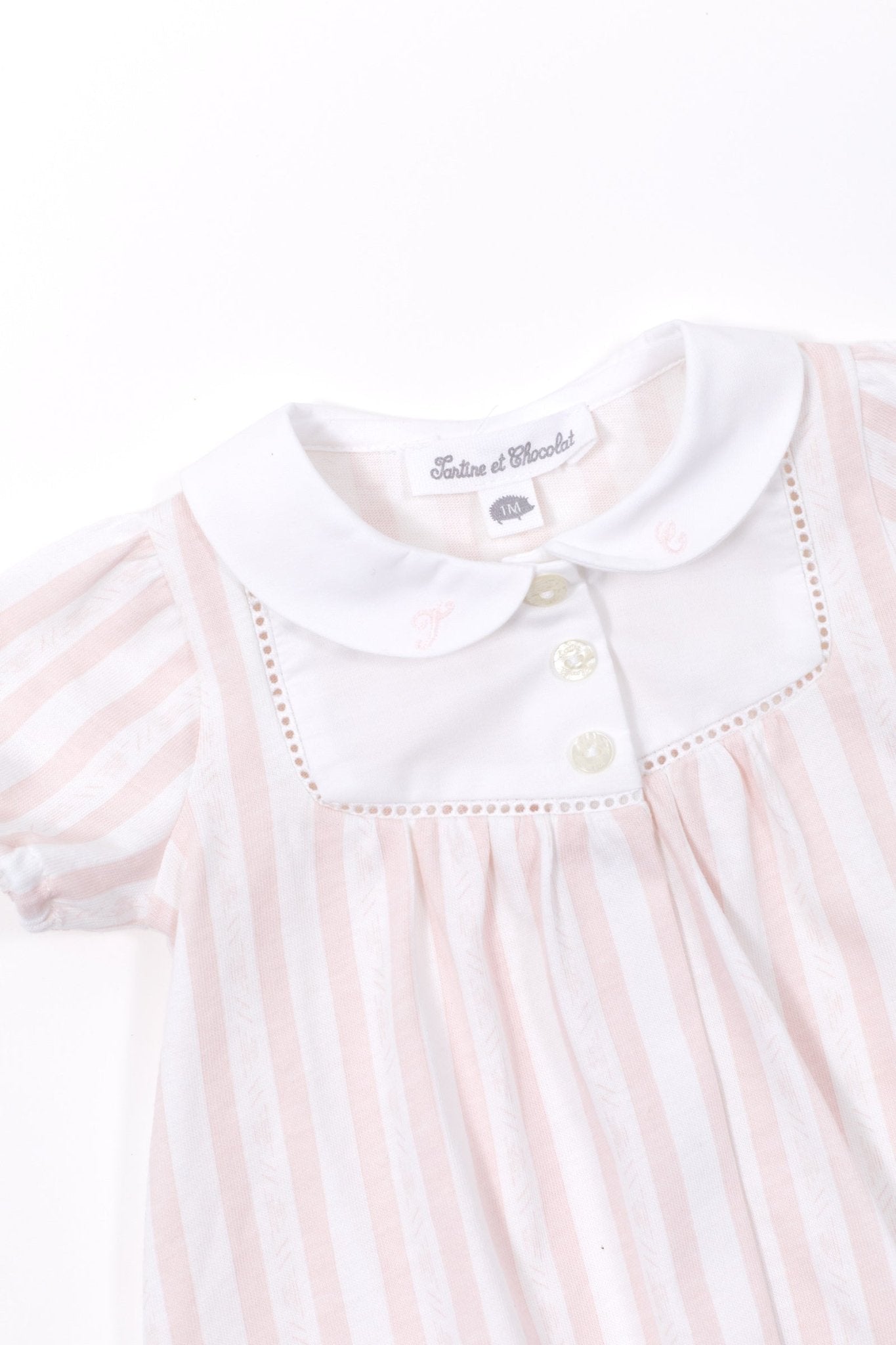 Tartine et Chocolat® Napozó csíkos, gallérral - Rose pale - Tartine et Chocolat - Napozó