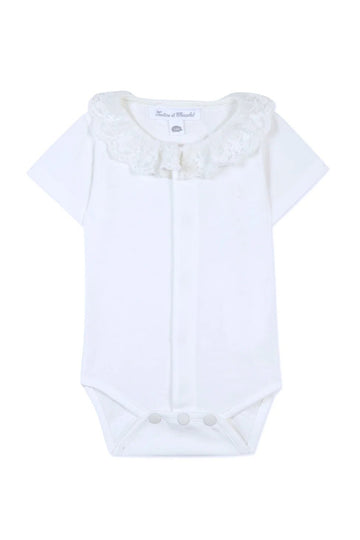 Tartine et Chocolat® Rövid ujjú, csipkés nyakú body - Blanc - Tartine et Chocolat - Body - OduStore