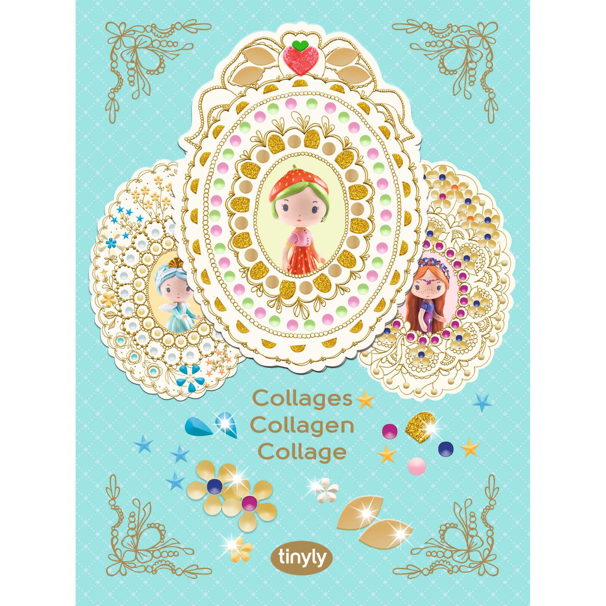 Djeco TINYLY kreatív - Kollázs készítés, Eperke és barátai - Collages Berry &amp; Co
