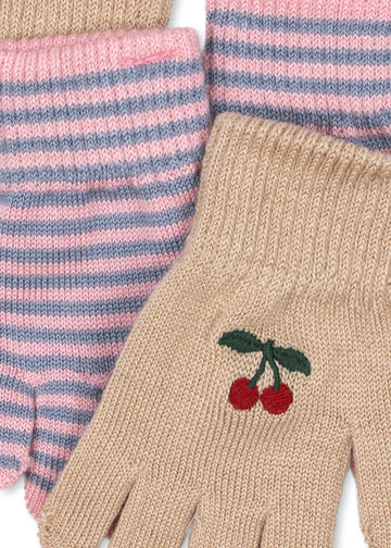 Konges Sløjd® Filla kesztyű - Cherry/Stripe