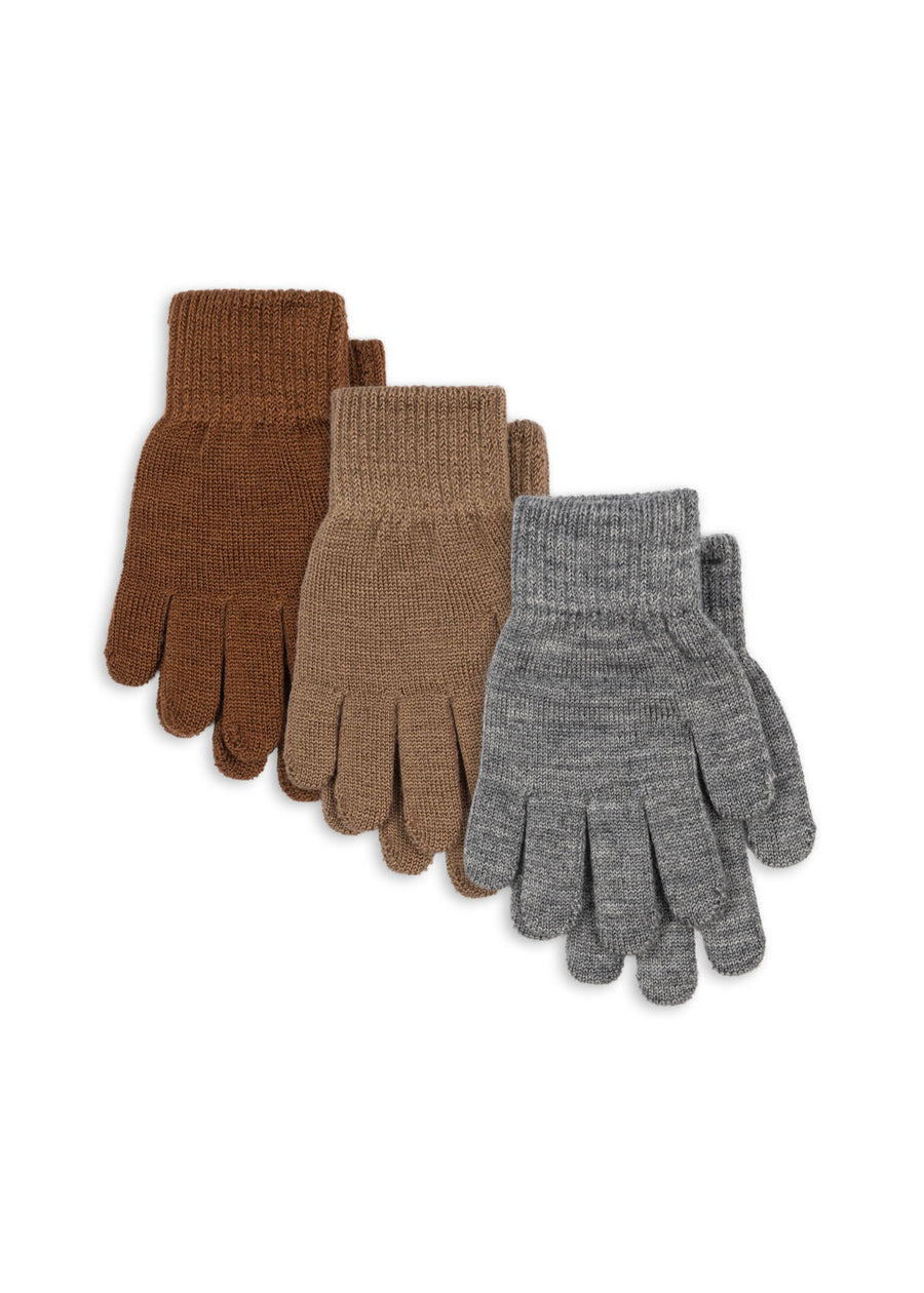 Konges Sløjd® Filla Kesztyű - Grey melage/Beige/Brown