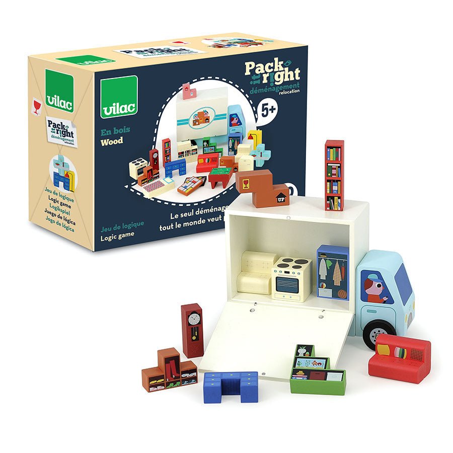 Vilac® Fa logikai játék, Pack it right - A költözés - Vilac - Készségfejlesztők