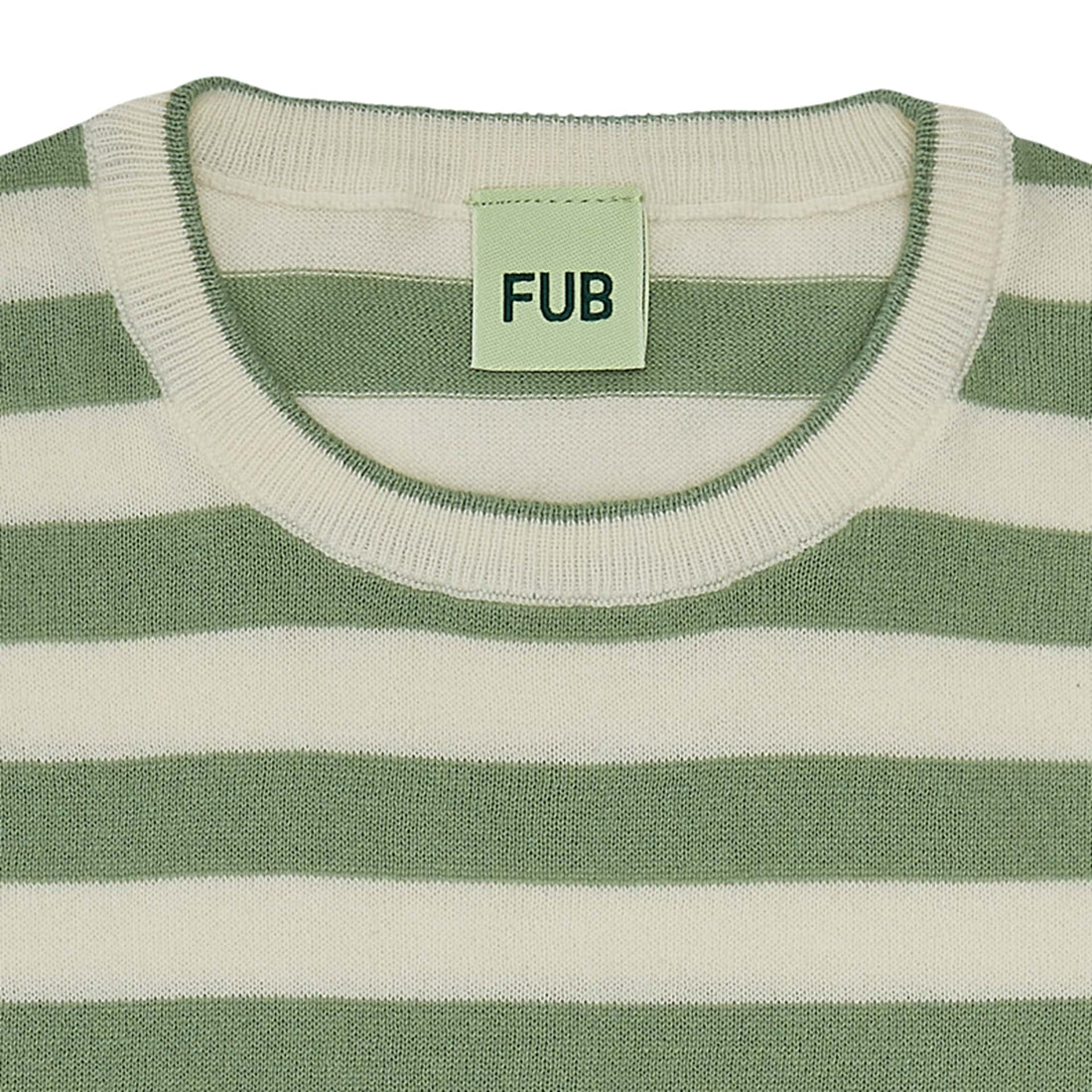 Fub® Kötött rövid ujjú csíkos póló - zöld/natúr-1
