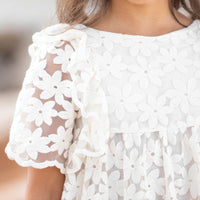 Fehér virág mintás ruha-3
